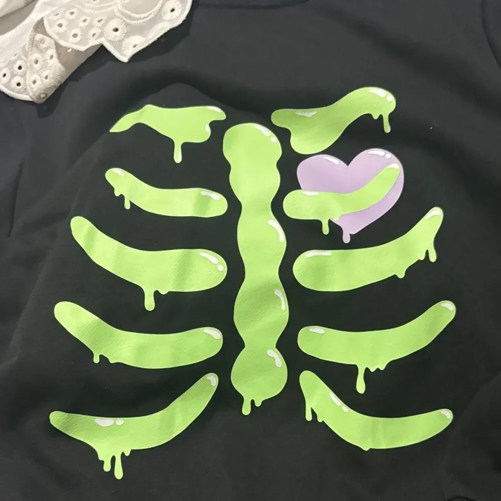 H & m 7/8 Glow-in-the-Dark Skeleton Sweatshirt Set for Kids new with tags nwt